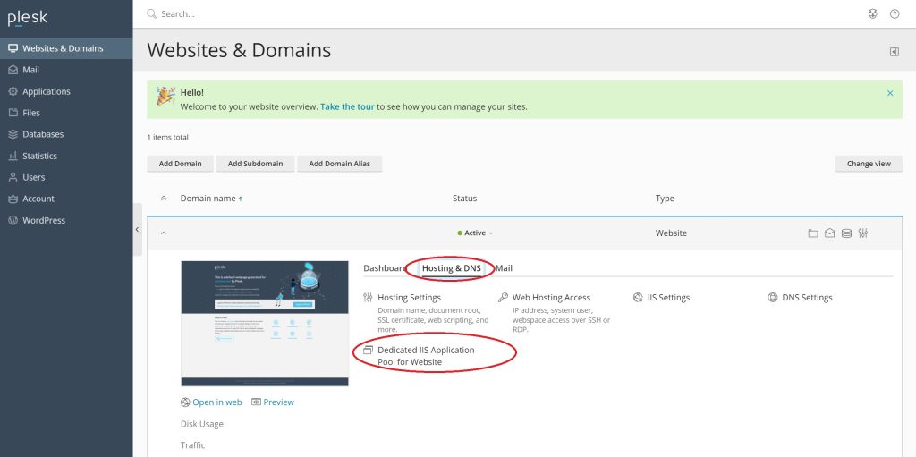 restarting IIS application pool in plesk