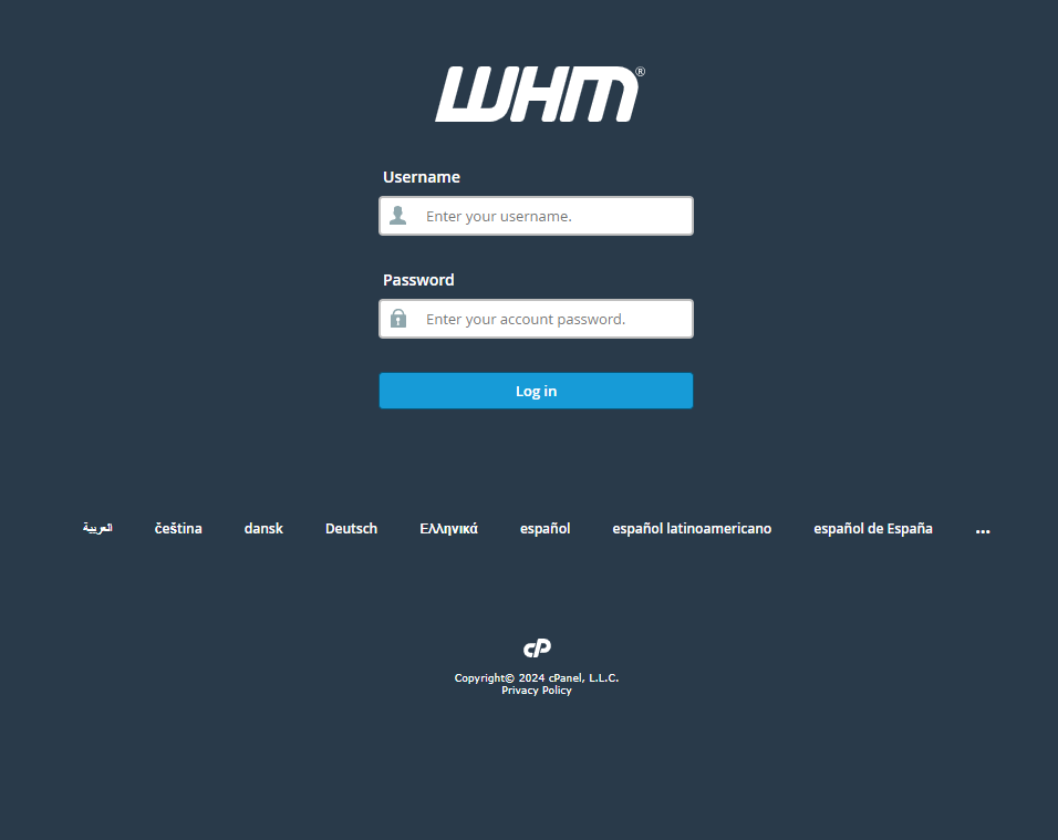 Login to WHM