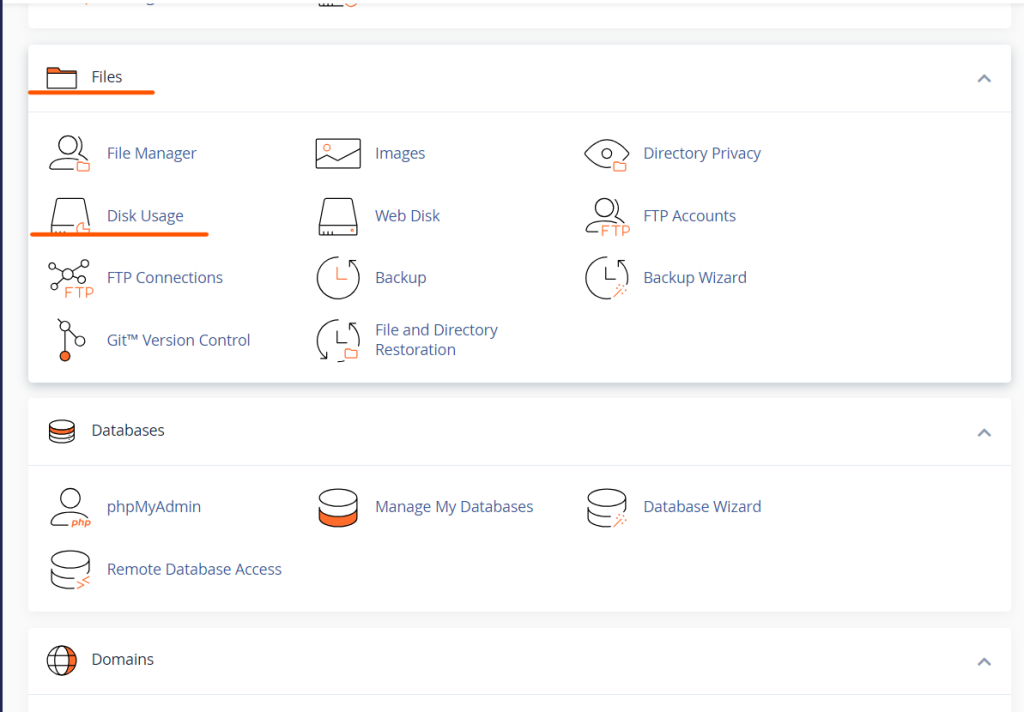 disk usage in files