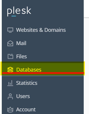 Databases in plesk