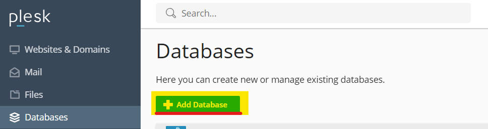 add database in plesk