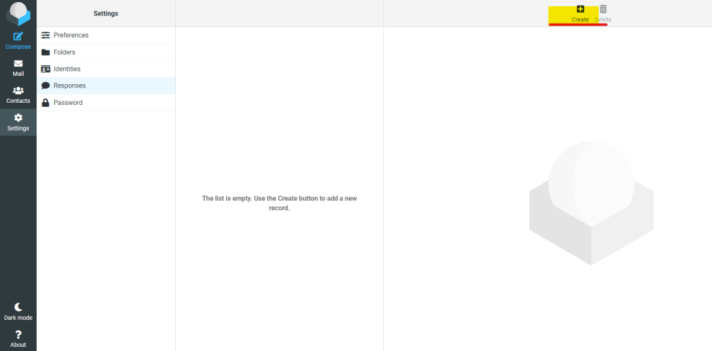 create responses in webmail