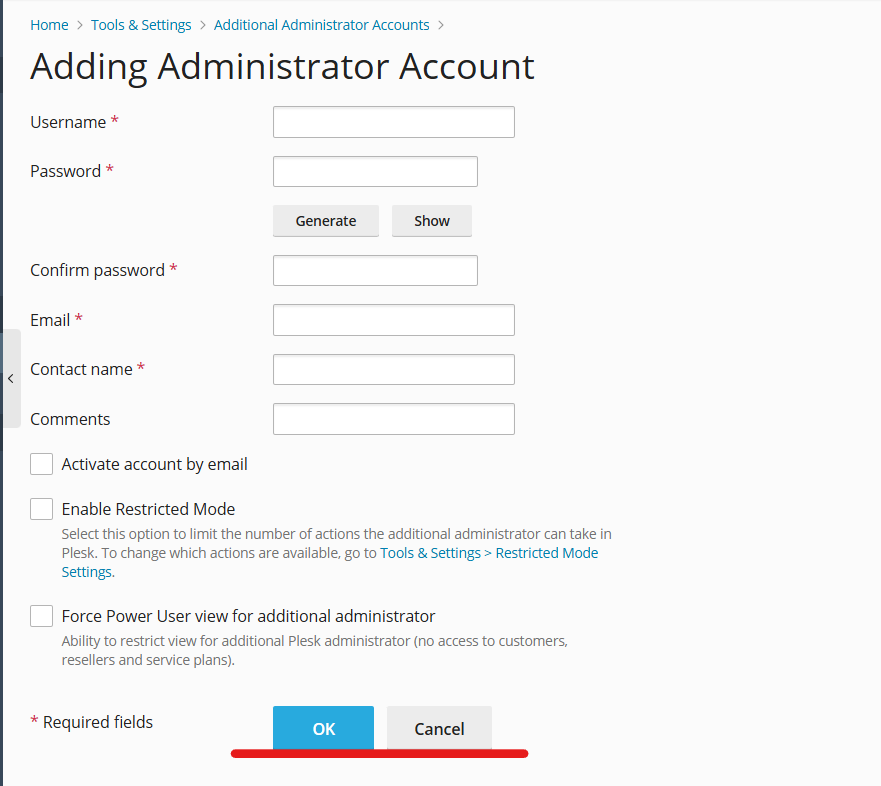 Additional Administrator Accounts