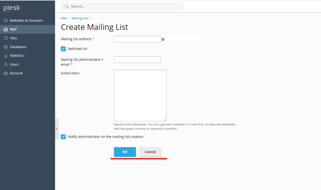 How to Create a Mailing List in Plesk