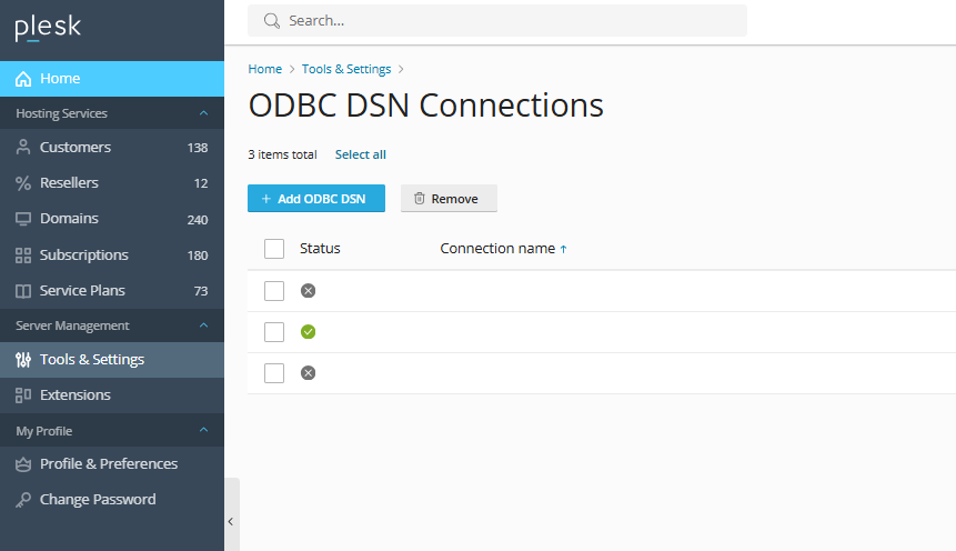 ODBC DSN connection