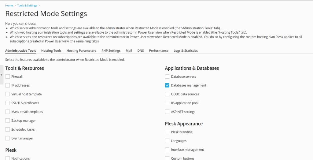 Restricted Mode Settings