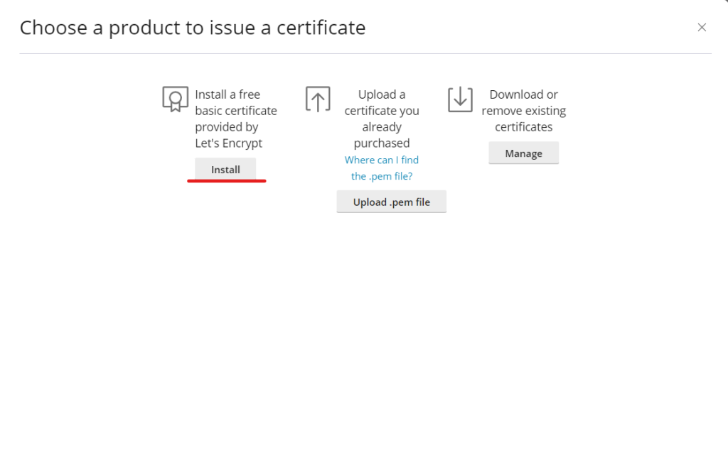 install the free SSL certificate